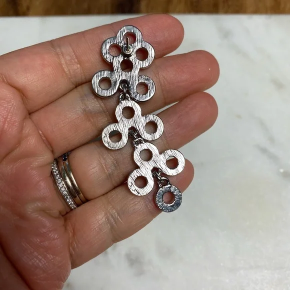 "Circles" Cubic Zirconia Chandelier Earrings - Picture 5 of 5